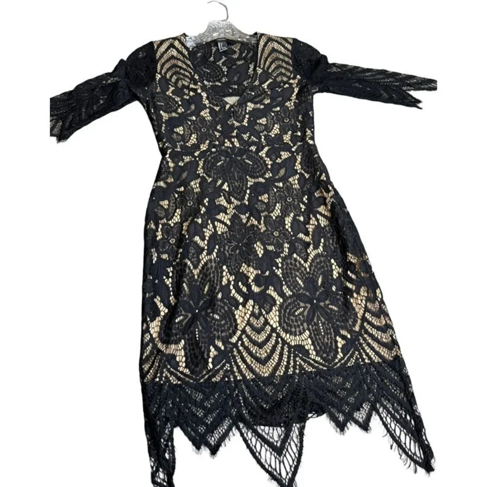 Amazing Flapper Style Open Back lace dress Beauty Forever 21 Rare Small